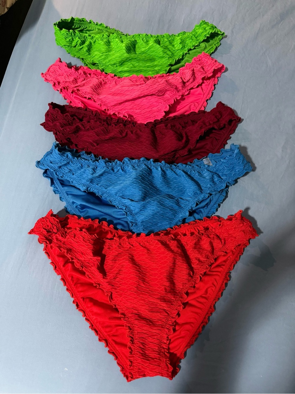 Victoria's Secret Ruffled Bikini Bottoms - Green, Pink, Burgundy, Blue, Red
